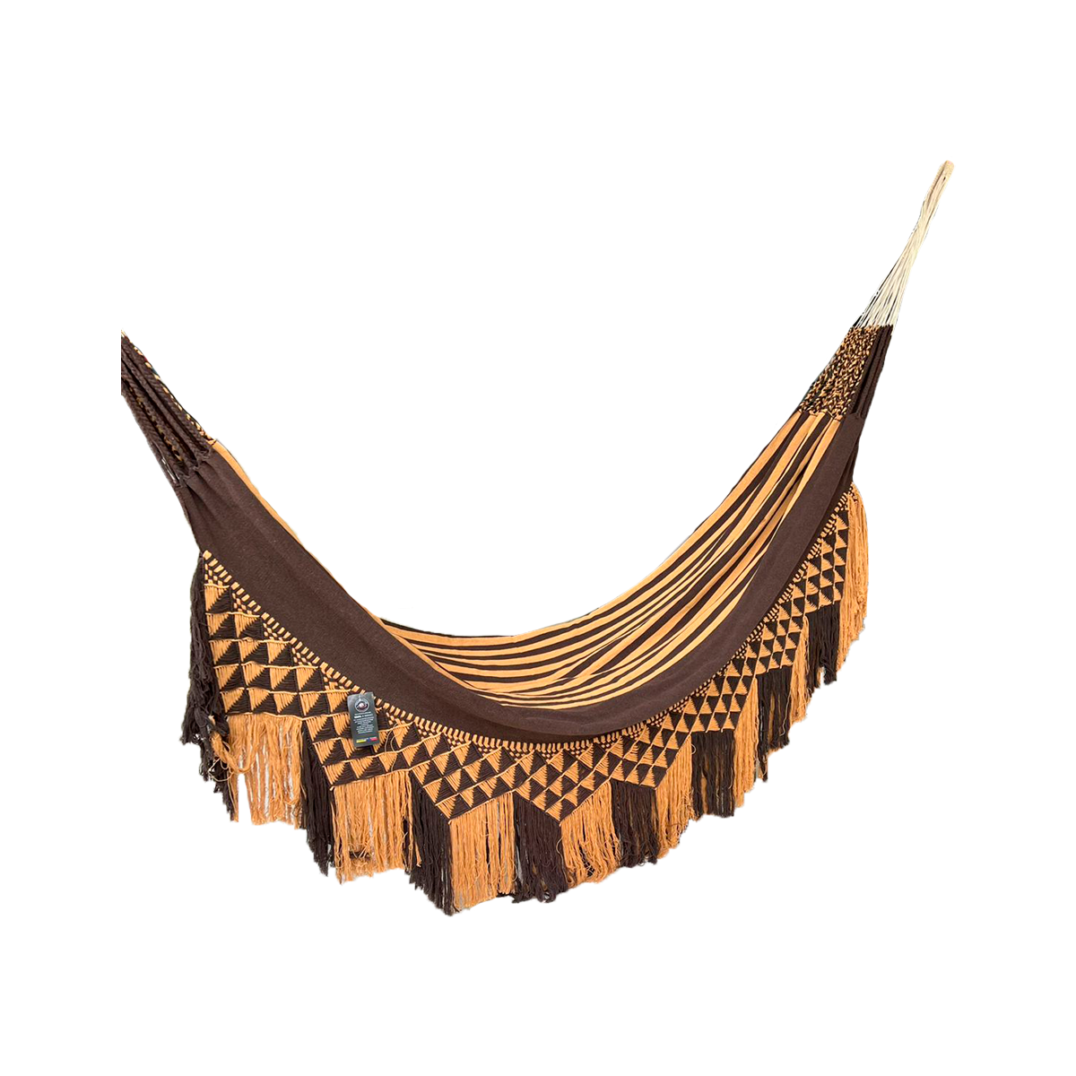 Hamaca en Hilo de Rallas Marron con Fleco