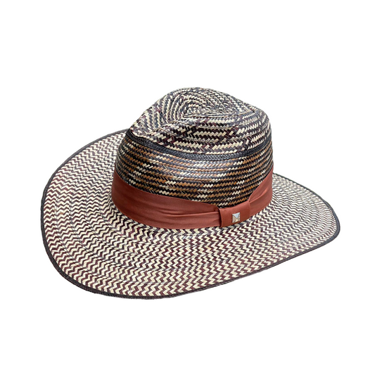 Sombrero Panameño Caña Flecha Diseño Marrón MY
