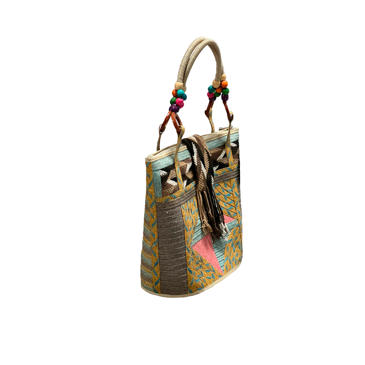 Bolso Exclusivo Ajedrez Diseño Wayuu Multicolor