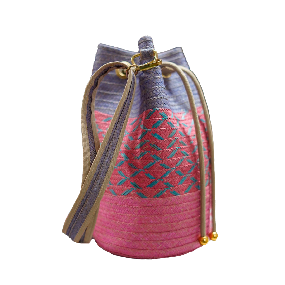 Mochila de Caña Flecha Exclusiva Rosada con Morado