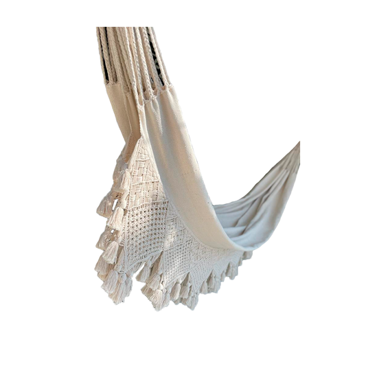 Hamaca Artesanal Extrafina Blanca con Fleco