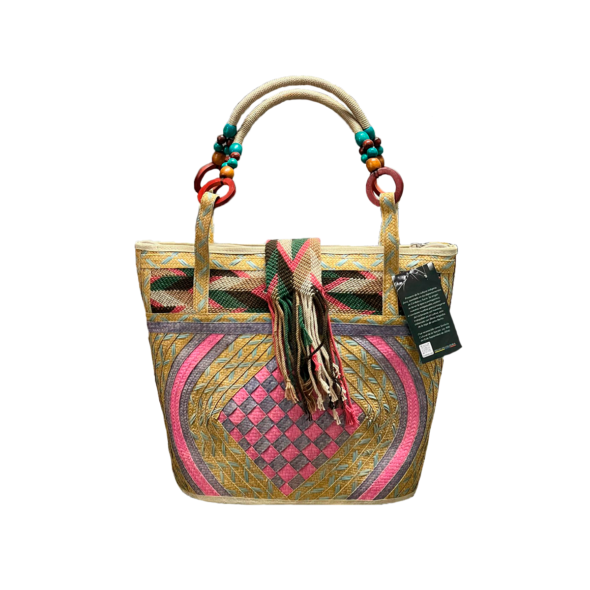 Bolso Exclusivo Ajedrez Diseño Wayuu Multicolor