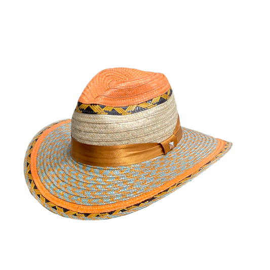Sombrero Panameño Caña Flecha Diseño Naranja MY