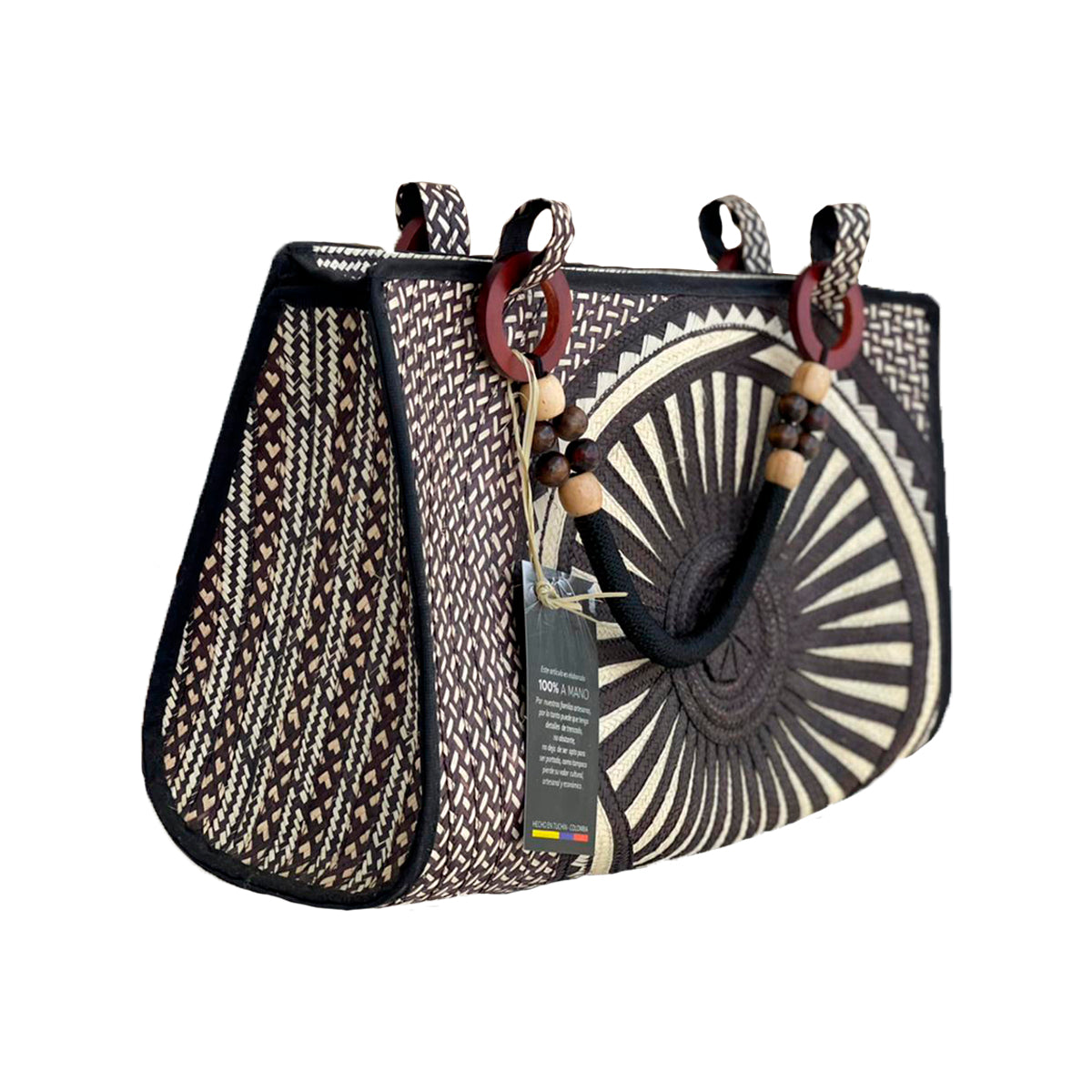 Bolso Exclusivo Caña Flecha Diseño Negro a Mano