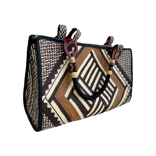 Bolso Caña Flecha Diseño Franjas Figuras MY