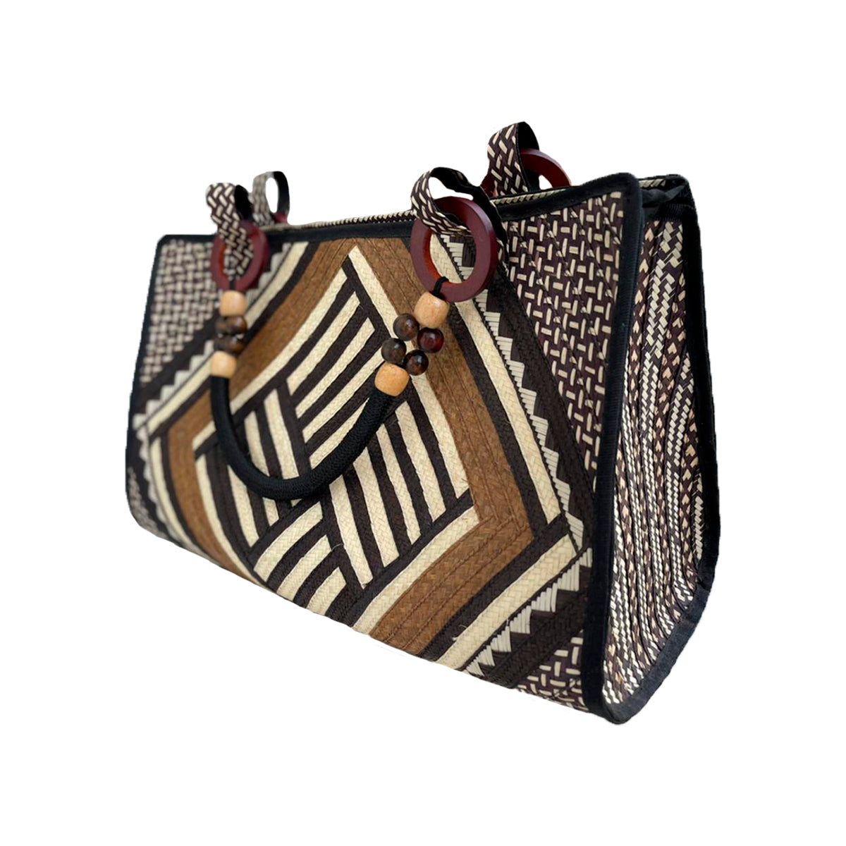 Bolso Caña Flecha Diseño Franjas Figuras