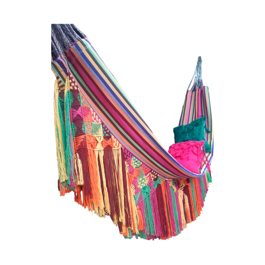 Hamaca Multicolor Exclusiva a Mano con Flecos MY