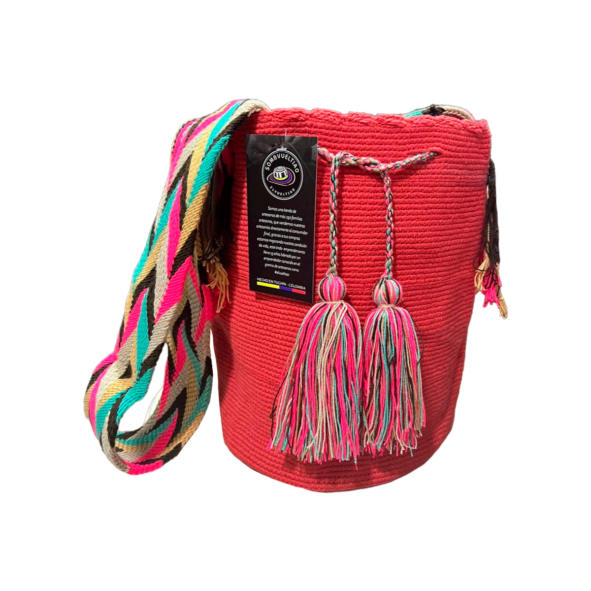 Mochila Wayuu Artesanal Color Guayaba