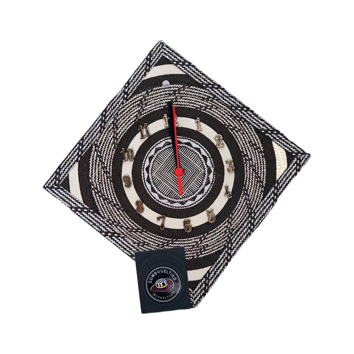 Reloj de Pared Artesanal Caña Flecha Diseño Rombo