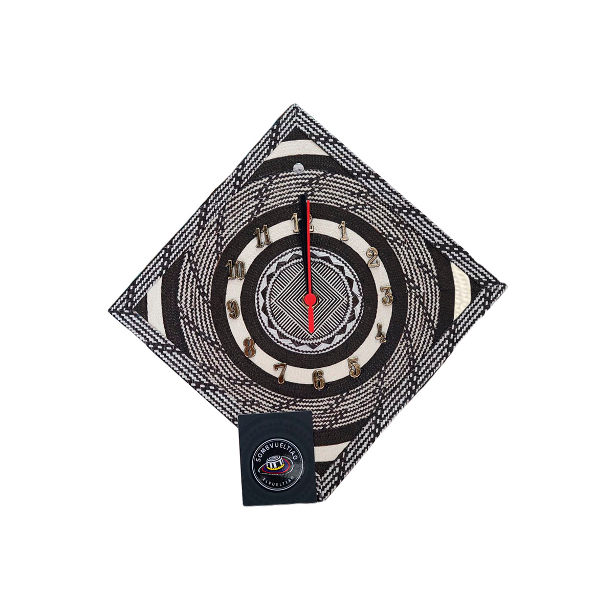 Reloj de Pared Artesanal Caña Flecha Diseño Rombo
