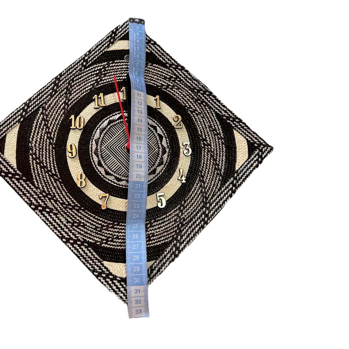 Reloj de Pared Artesanal Caña Flecha Diseño Rombo