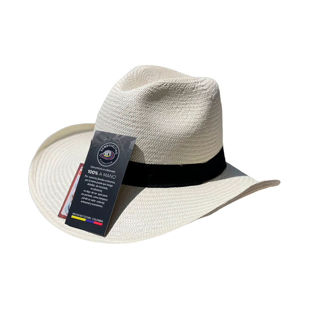 Sombrero Aguadeño Beige Artesanal Cinta Negra