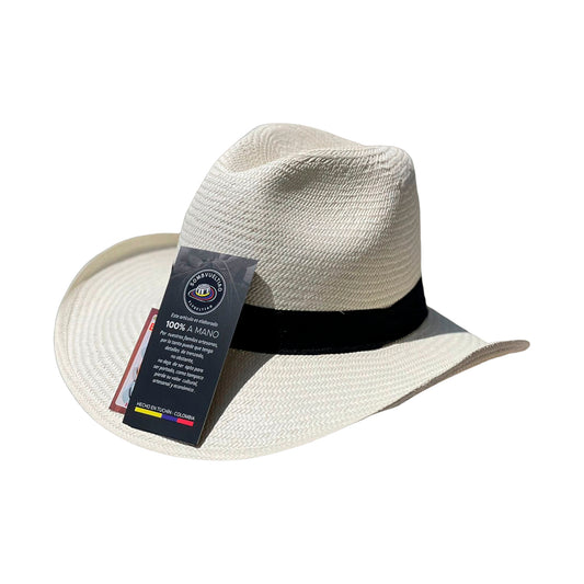Sombrero Aguadeño Beige Artesanal Cinta Negra