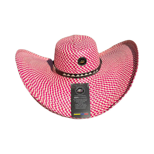 Sombrero Fino Exclusivo Alón Diseño Rosa MY