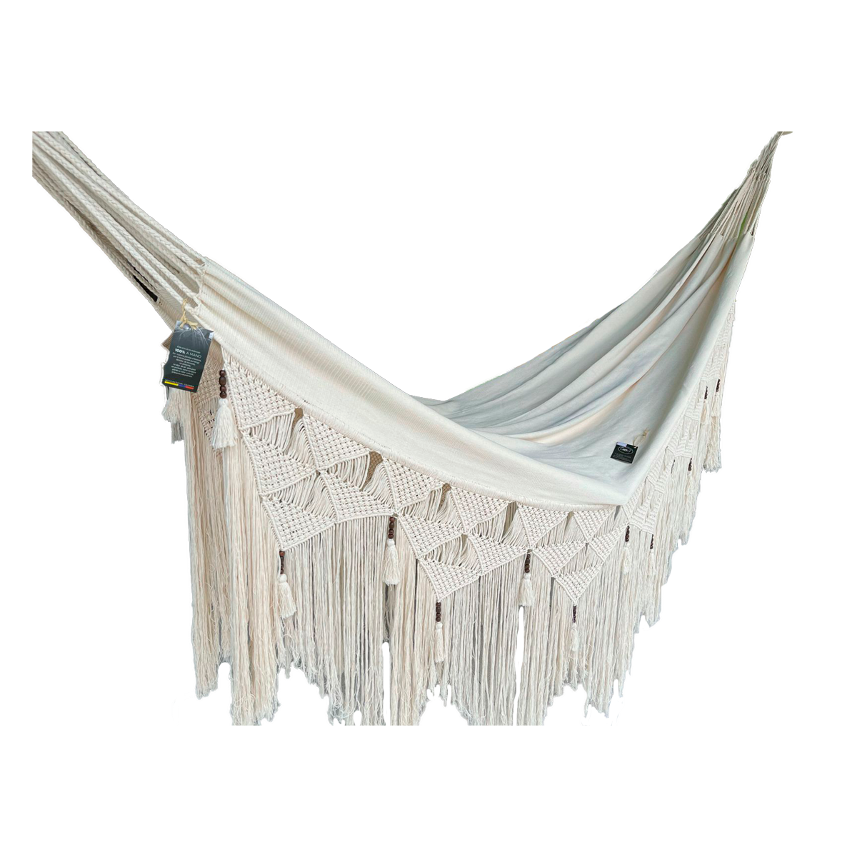 Hamaca Extrafina Blanca Grande con Flecos