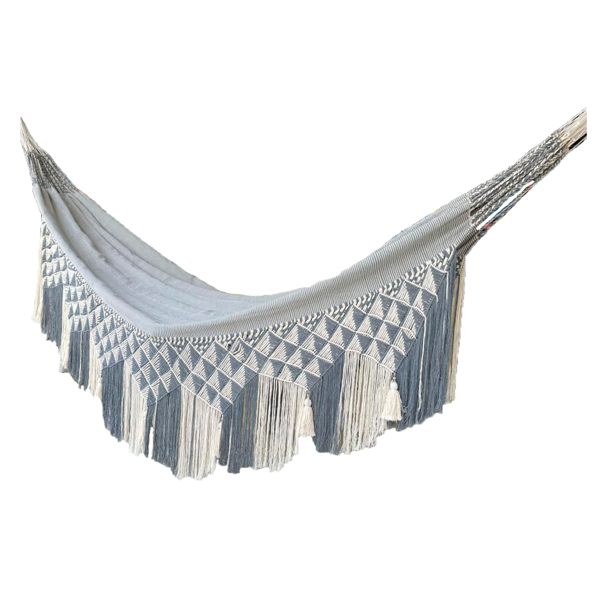 Hamaca Extrafina Diseño Gris con Flecos