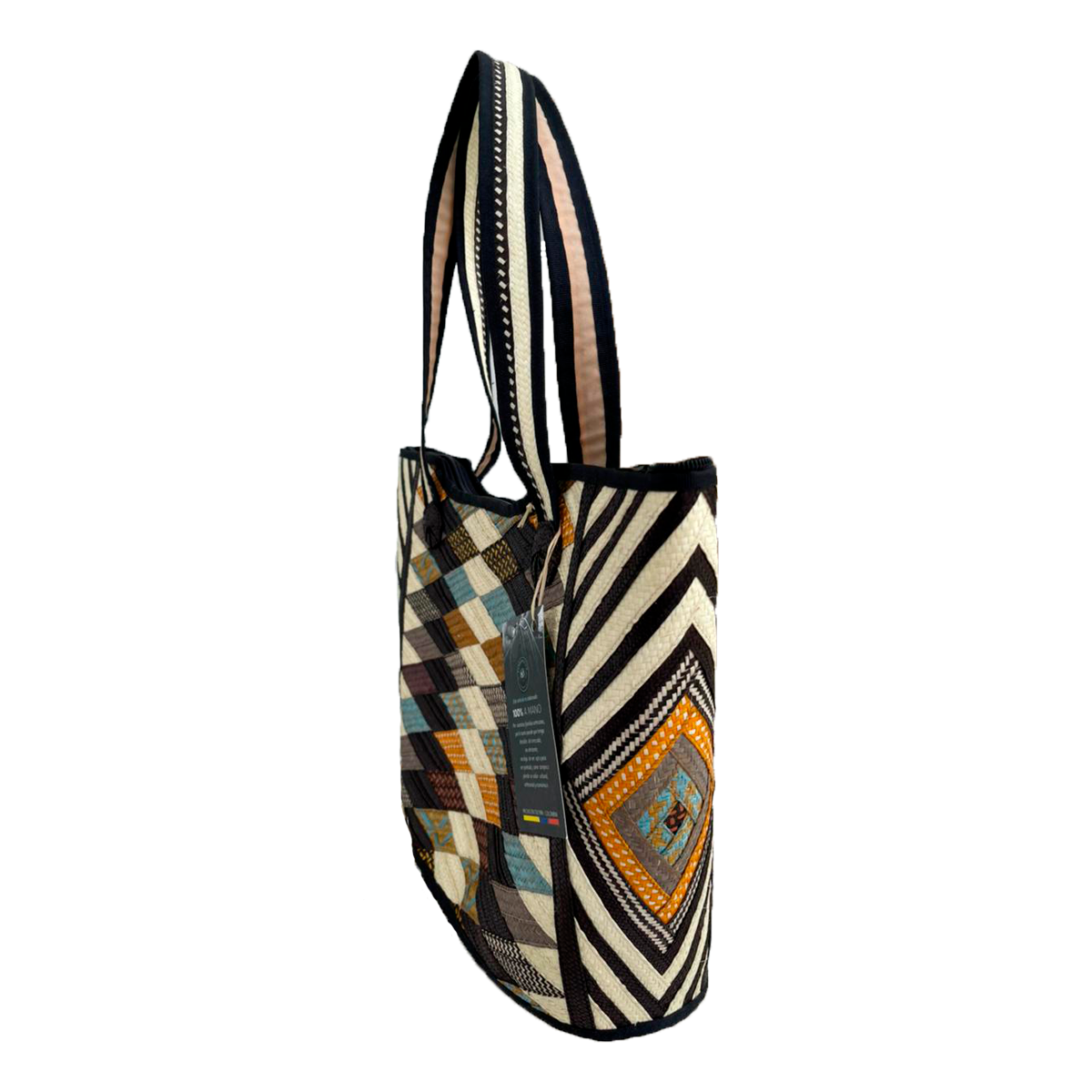 Bolso Exclusivo Caña Flecha Figuras Multicolor