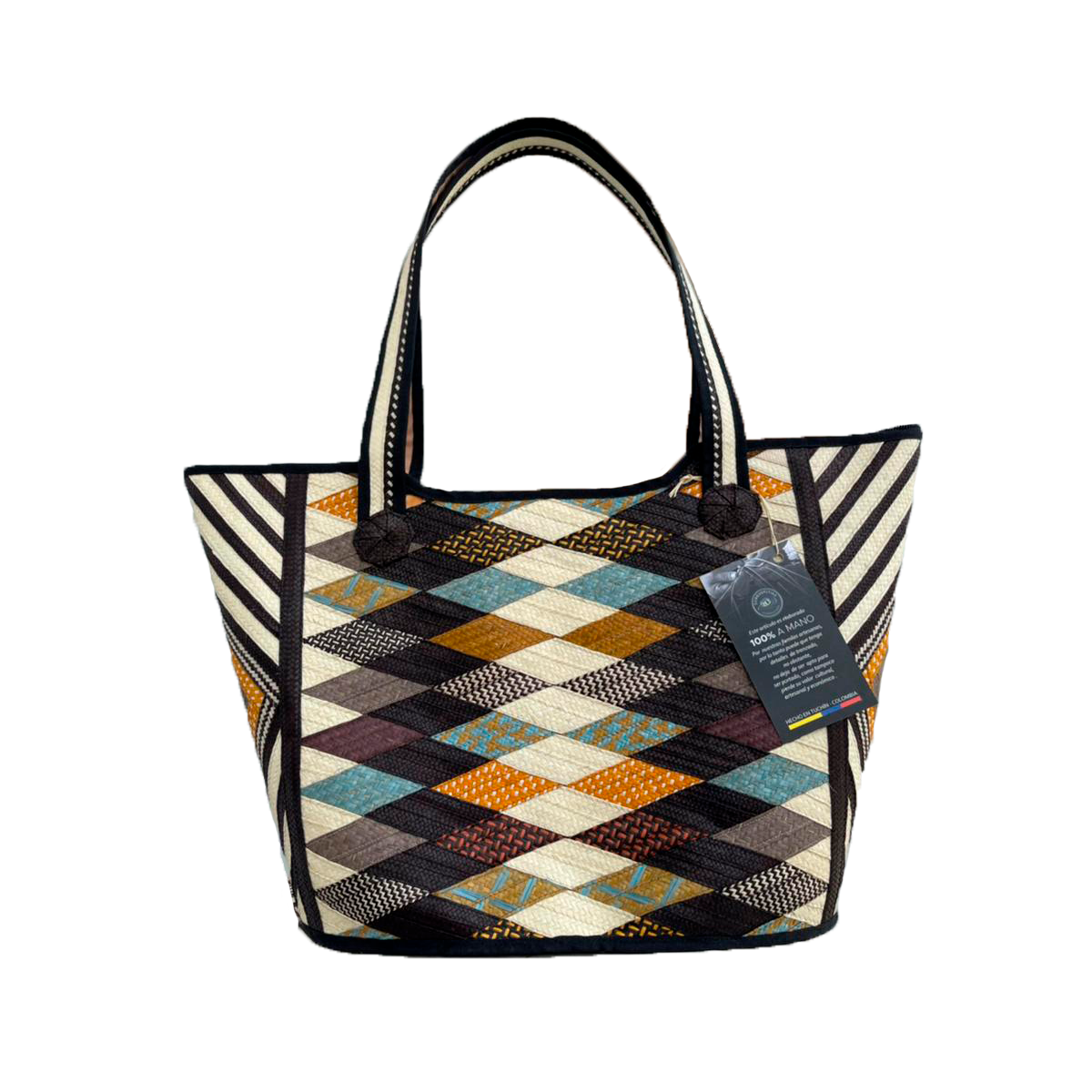 Bolso Exclusivo Caña Flecha Figuras Multicolor