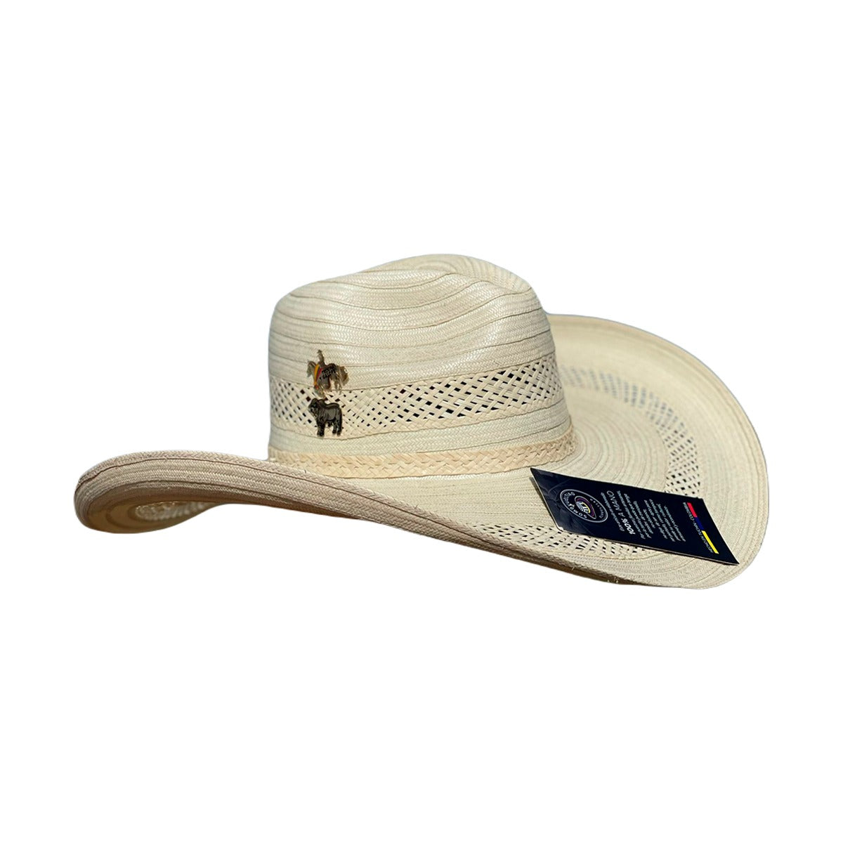Sombrero 23 fibras con Malla Exclusivo Blanco con Beige