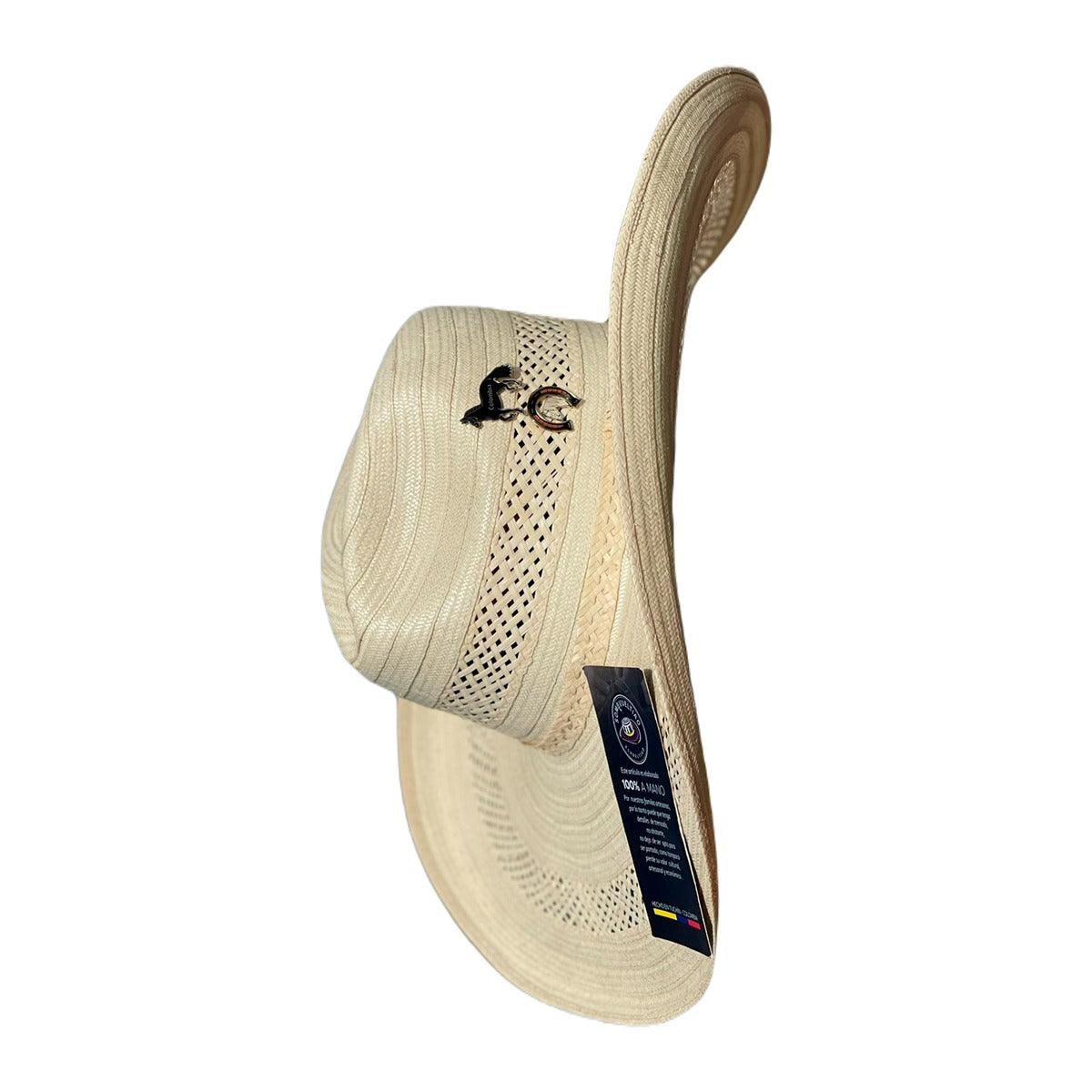Sombrero 23 fibras con Malla Exclusivo Blanco con Beige