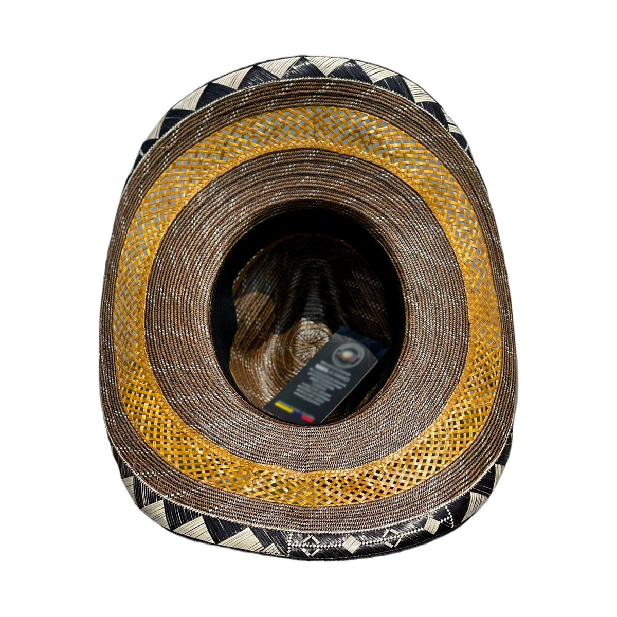 Sombrero 27 fibras Extrafino Calidad a Mano Diseño en color marron con mostaza