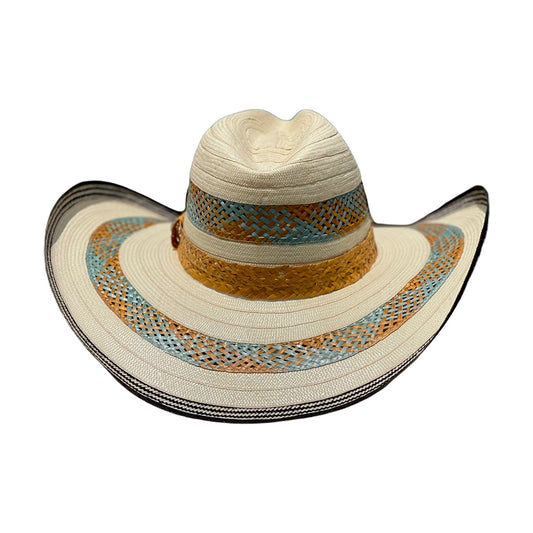 Sombrero 27 fibras Extrafino Calidad a Mano Blanco con Diseño de dos colores