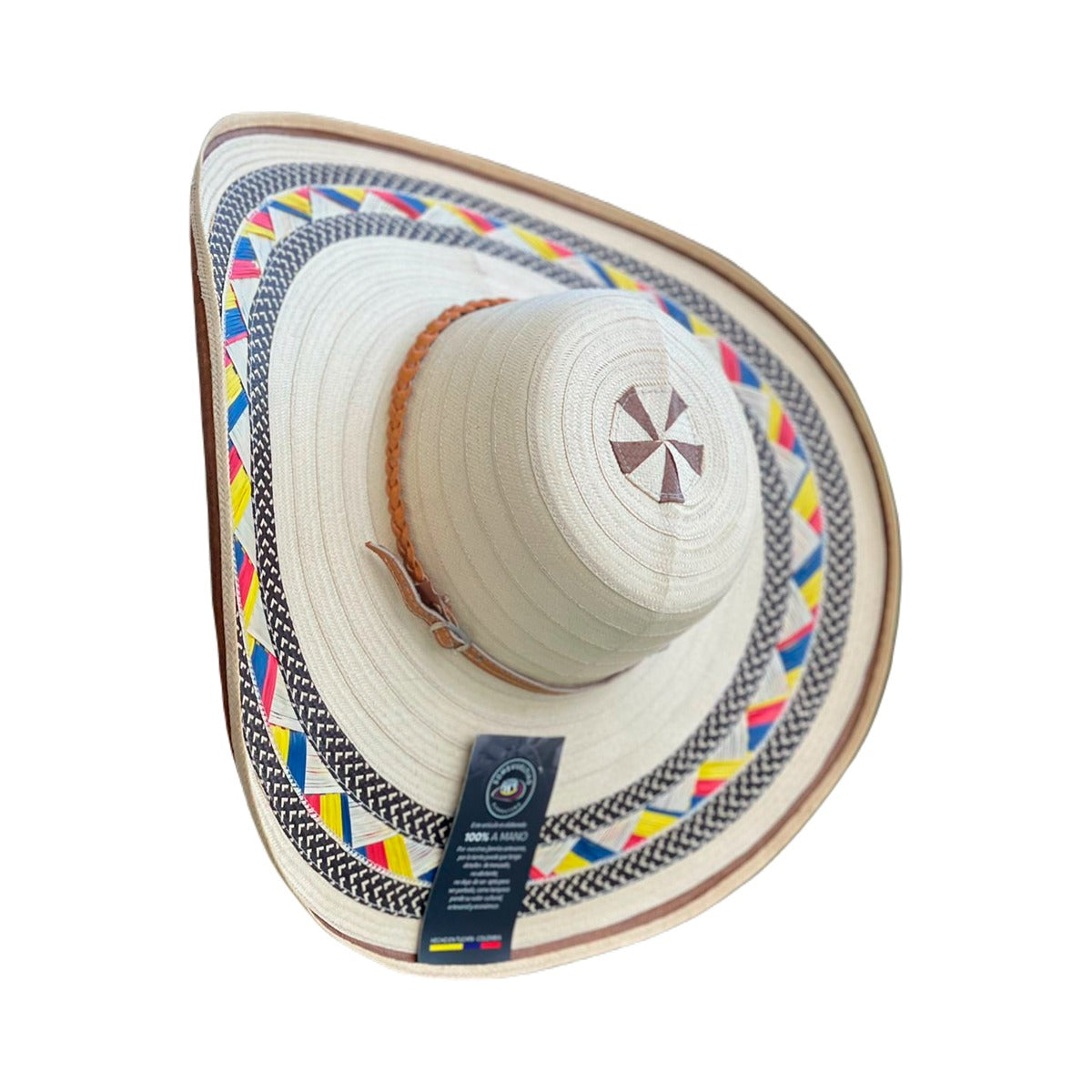 Sombrero Exclusivo 23 Fibras Blanco Diseño Tricolor