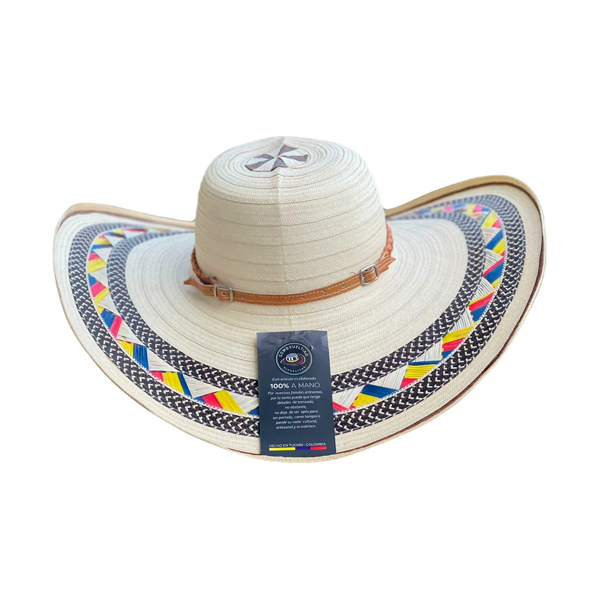 Sombrero Exclusivo 23 Fibras Blanco Diseño Tricolor