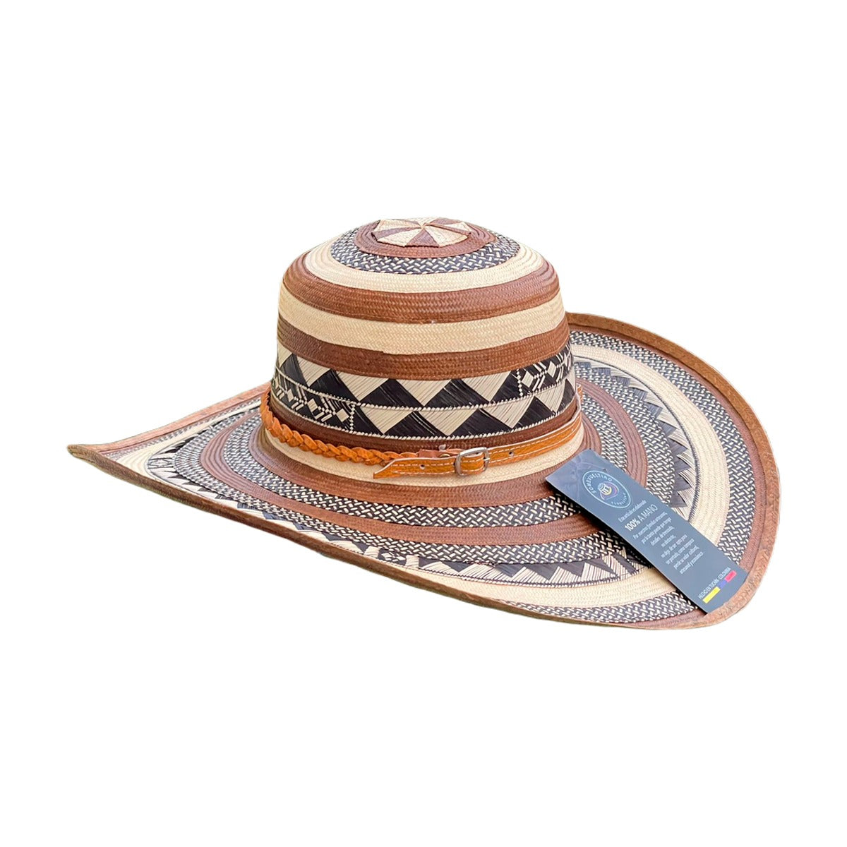 Sombrero Exclusivo 23 Fibras Beige con Franjas