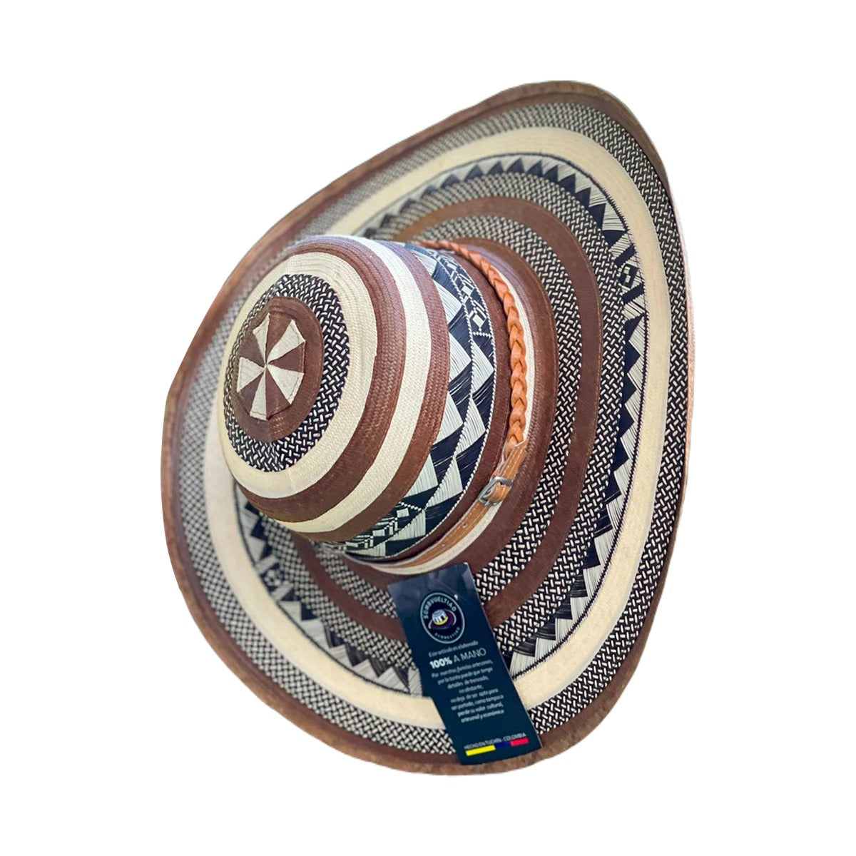 Sombrero Exclusivo 23 Fibras Beige con Franjas