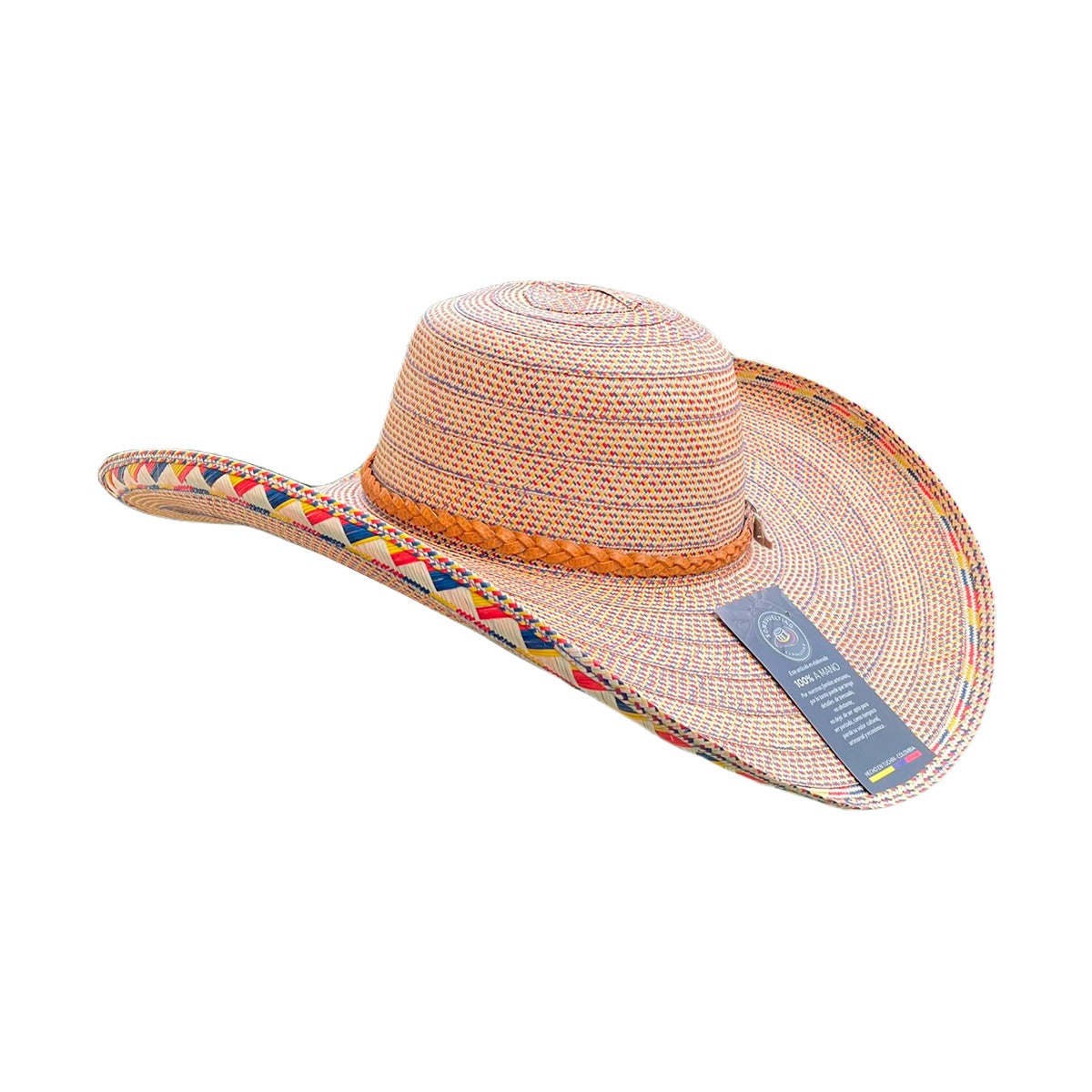 Sombrero de 27 fibra Beige Diseño Tricolor