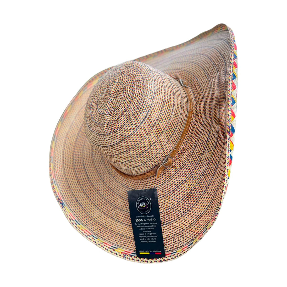 Sombrero de 27 fibra Beige Diseño Tricolor