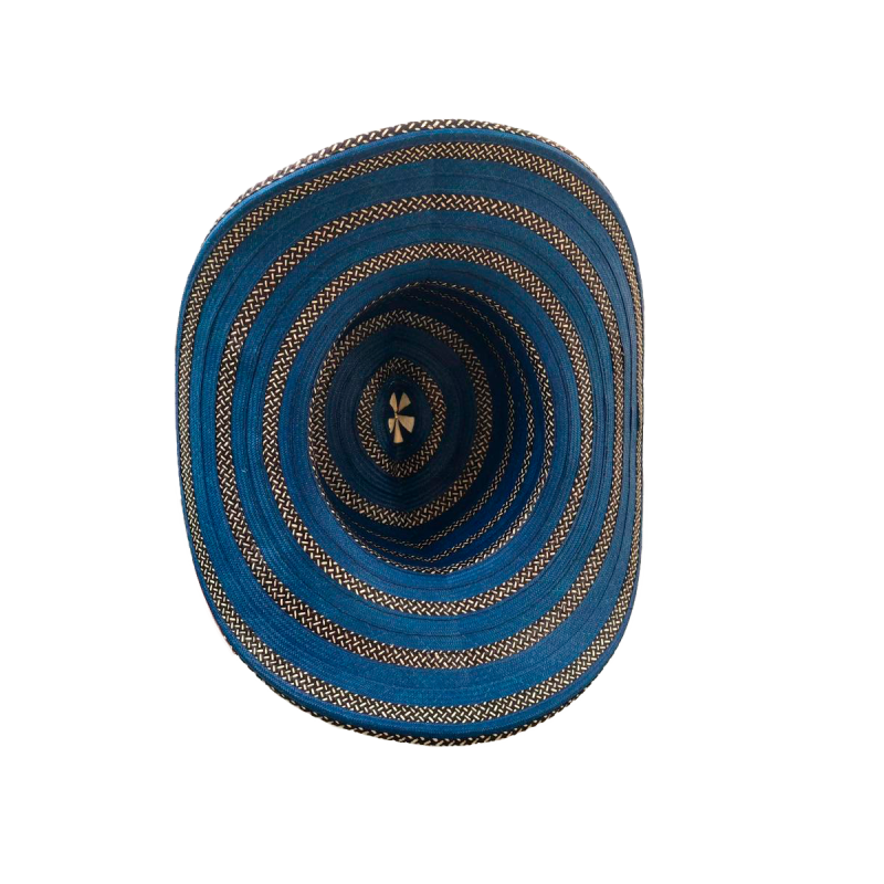 Combo Sombrero 23 Fibras Azul Grano De Arroz
