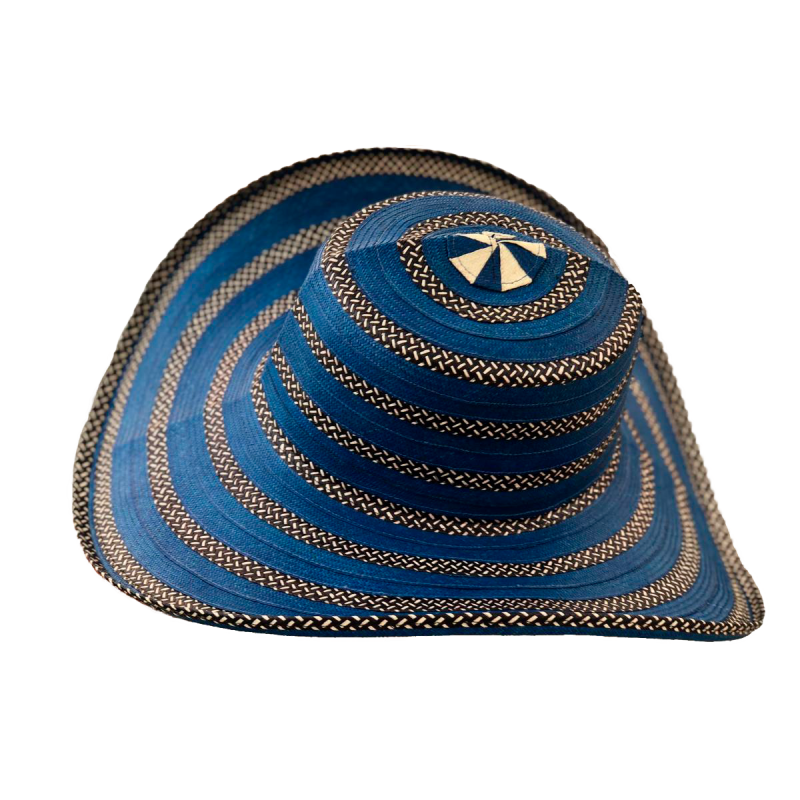 Combo Sombrero 23 Fibras Azul Grano De Arroz