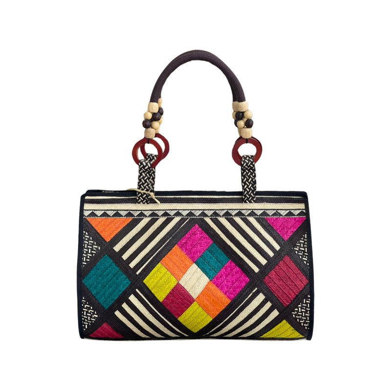 Bolso De Mano Diseño Cuadros Colores