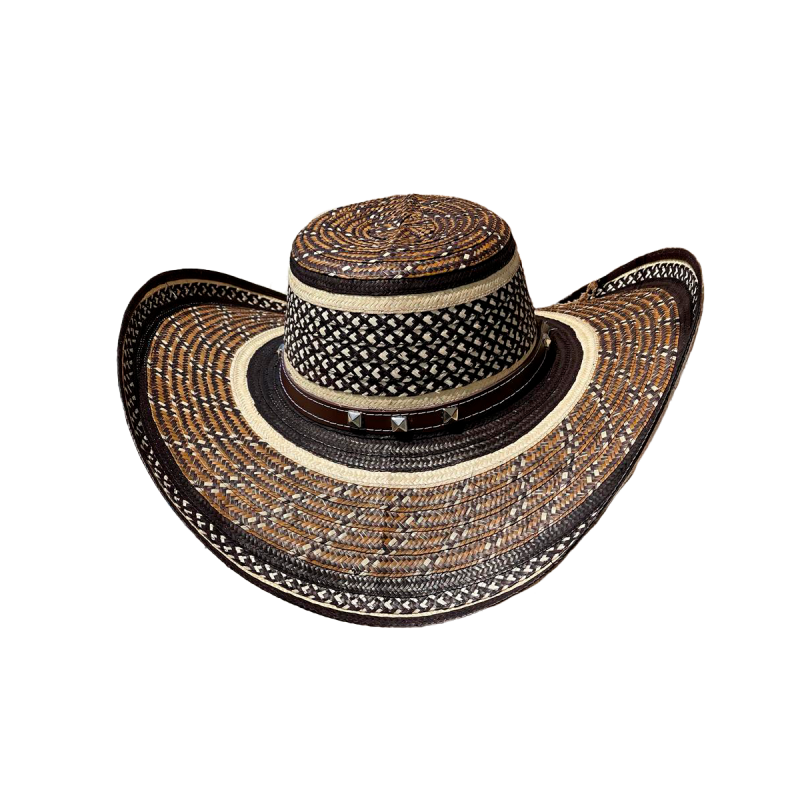Sombrero 15 Fibras Diseño Marrón Exclusivo