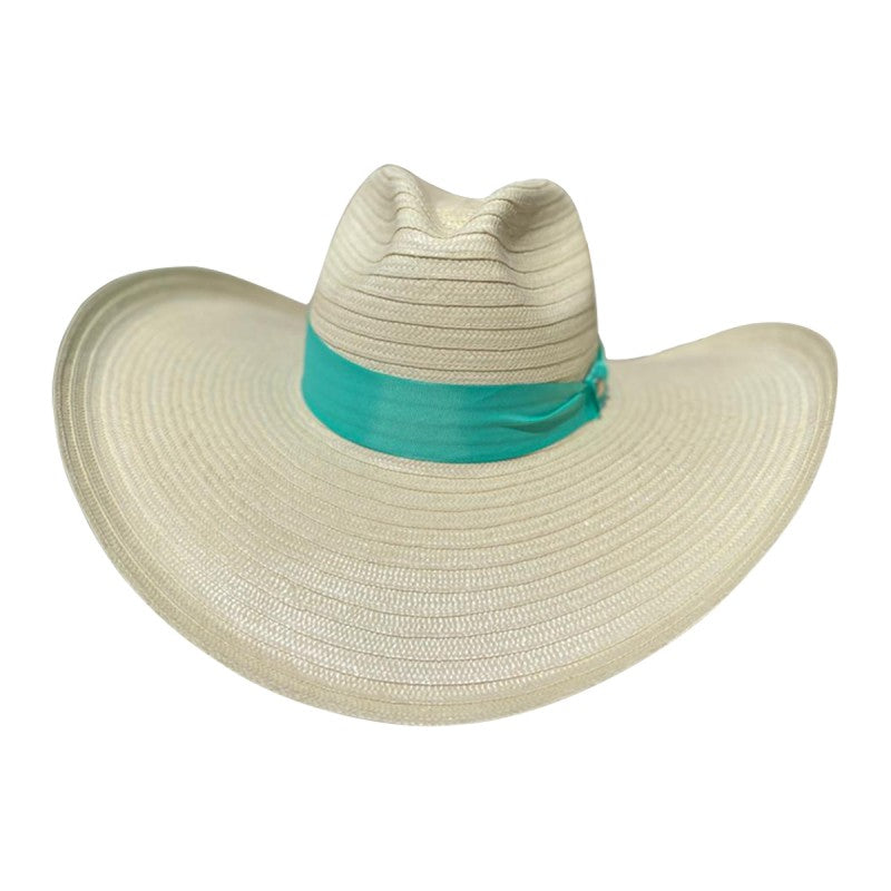 Sombrero 23 Fibras Con Caballo Cinta Azul Verde