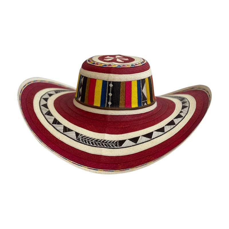 Sombrero 21 Fibras Rojo A Mano