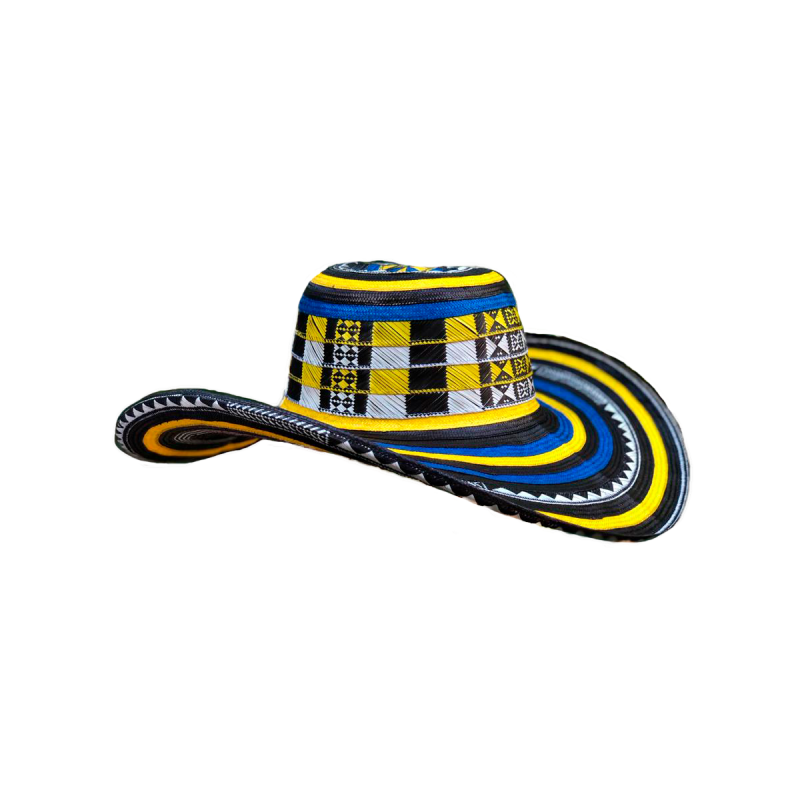 Sombrero 23 Fibras Exclusivo Amarillo Y Azul