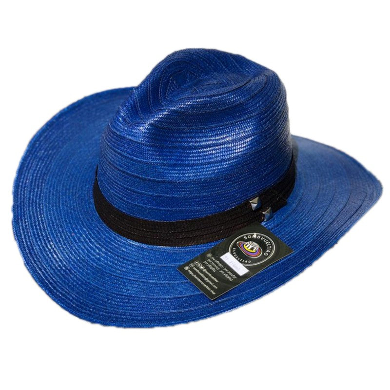 Sombrero Ala Corta Tejido Fino Azul