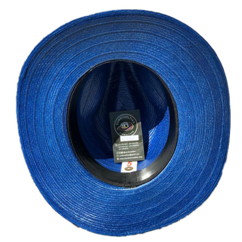 Sombrero Ala Corta Tejido Fino Azul