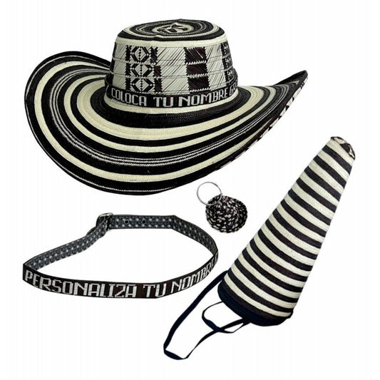 Sombrero Tradicional 15 Fibras + Estuche + Correa + Llavero MY