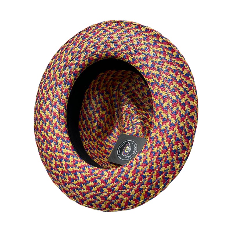 Sombrero Fedora Exclusivo Tejido Tricolor Fino