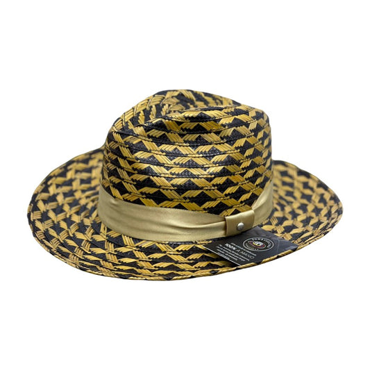 Sombrero Fedora Fino Exclusivo Diseño Dorado MY
