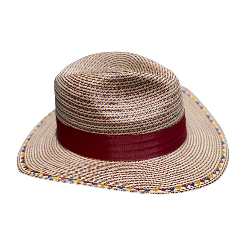 Sombrero Panameño 23 Fibras Diseño Tricolor