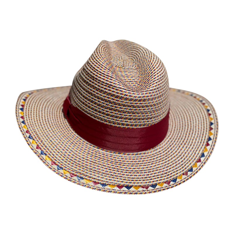Sombrero Panameño 23 Fibras Diseño Tricolor