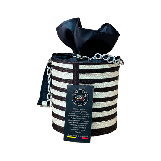 Bolso Cilindro Exclusivo con Moño Diseño Cebra