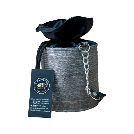 Bolso Cilindro Exclusivo con Moño Diseño Gris