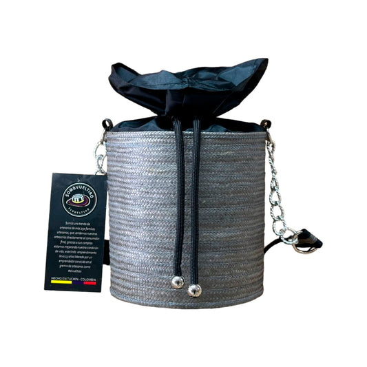 Bolso Cilindro Exclusivo con Moño Diseño Gris