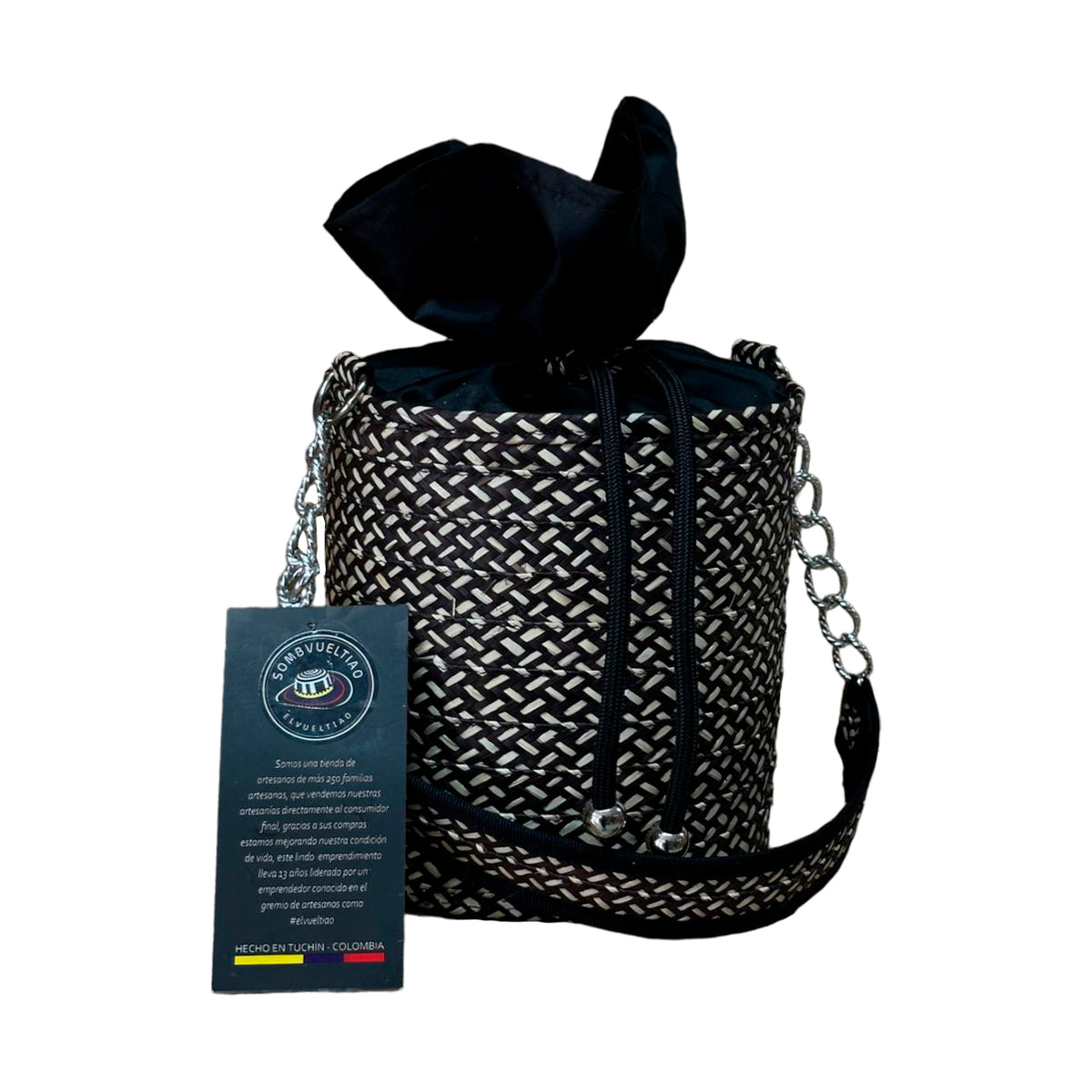 Bolso Cilindro Exclusivo con Moño Diseño Granito